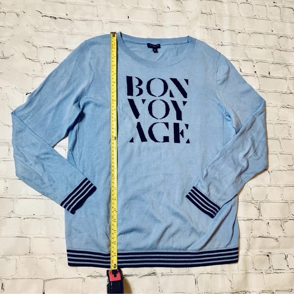 Talbots Womens Intarsia Bon Voyage Sweater Blue Cruise Pullover Size Petite M MP - Picture 6 of 9